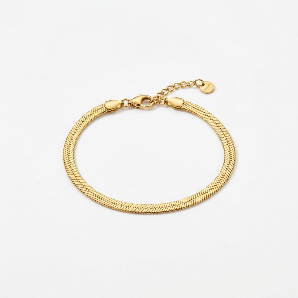 Bracelet Chaîne Maille Serpent Plate Dorée - Maison Bijoux