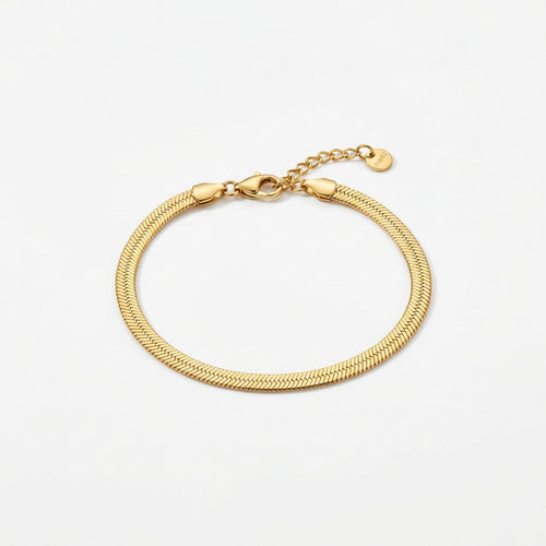Bracelet Chaîne Maille Serpent Plate Dorée - Maison Bijoux