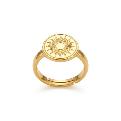 Bague Ajustable Médaille Solaire Dorée - Maison Bijoux