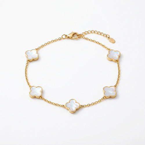 Bracelet Chaîne & Trèfles Nacrés Doré - Maison Bijoux